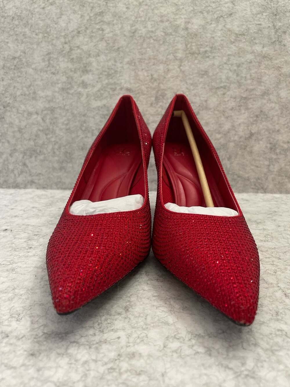 Cosy Island Red Rhinestone Pointed Toe Stiletto Pumps size 8.5 new - Picture 4 of 13